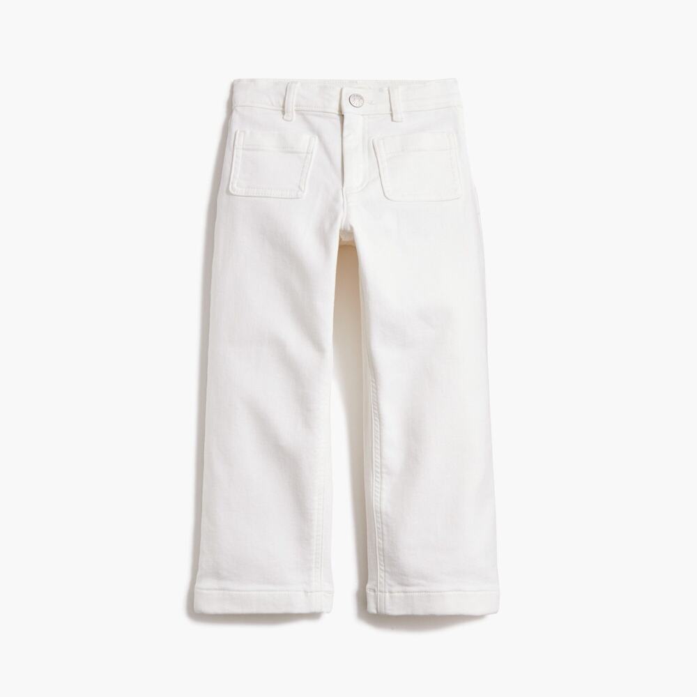 J.Crew Factory Girls' patch-pocket wide-leg jean White 14